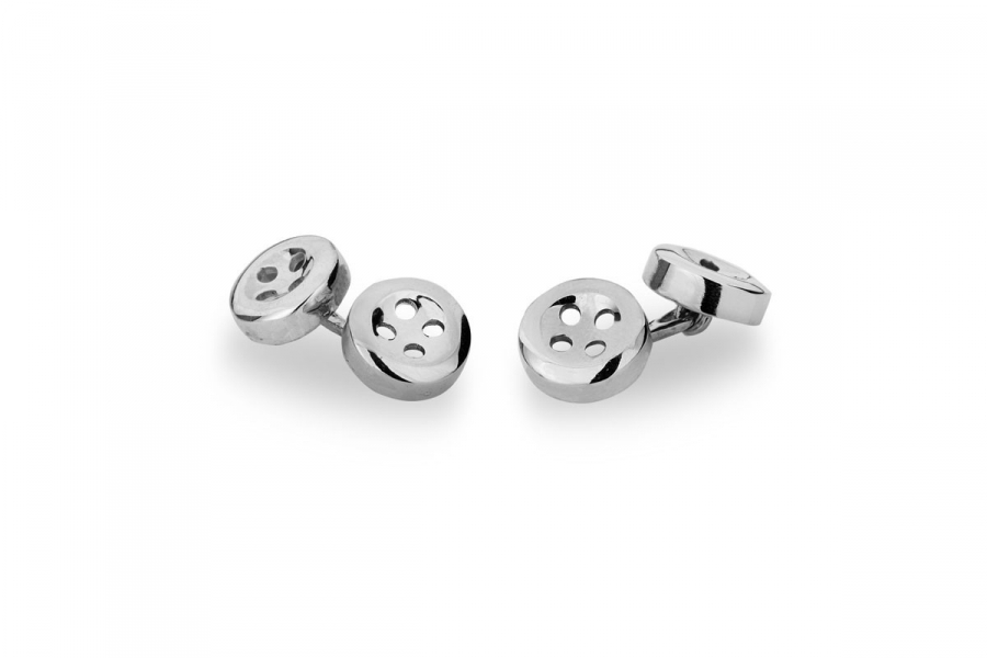 Barbarulo Small Sterling Silver Rhodium Buttons Cufflinks - The Noble Dandy