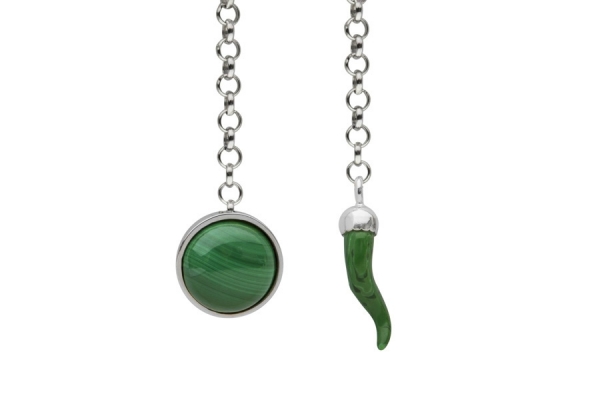 VEZZO lapel chain CAB MALACHITE CON CORNO VERDE