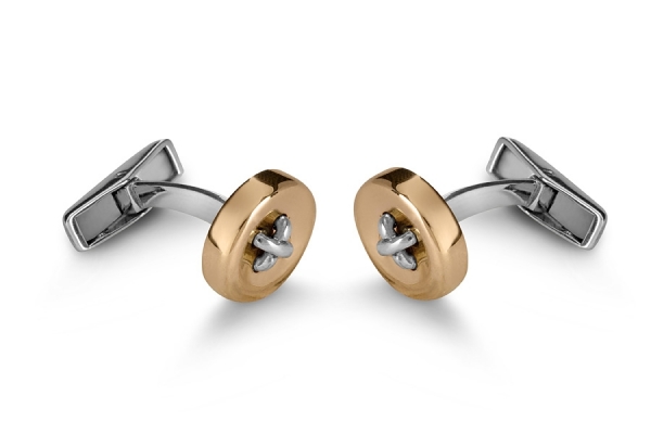 gemelli bottone 12 oro con nodo argento 
