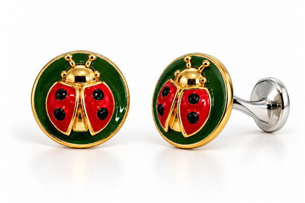 CUFFLINKS LADYBUG ENAMEL 