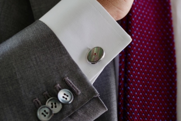Barbarulo Small Sterling Silver Rhodium Buttons Cufflinks - The