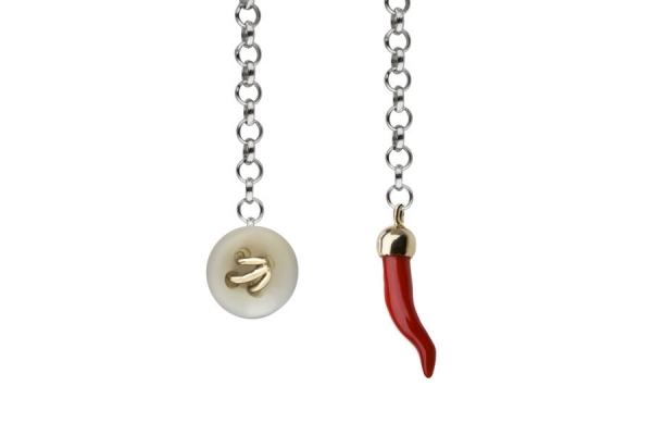 VEZZO lapel chain ZAMPA DI GALLINA ORO E CORALLO